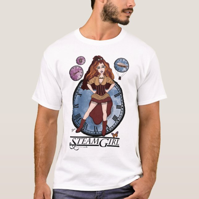 Steampunk - SteamGirl - vid StardustSteampunk™ Tee (Framsida)