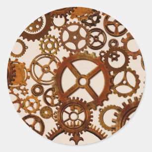 Steampunk stil cogs runt klistermärke