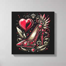 Steampunk Stil Red Stiletto Högklackar Canvastryck