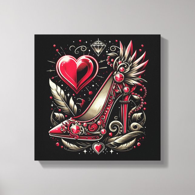 Steampunk Stil Red Stiletto Högklackar Canvastryck (Framsida)