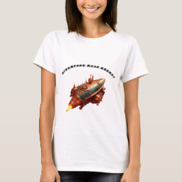 Steampunk Stil Retro Måne Rocket T Shirt