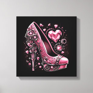 Steampunk Stil Rosa Stilettos Canvastryck