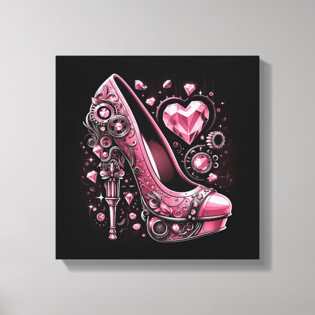 Steampunk Stil Rosa Stilettos Canvastryck (Framsida)