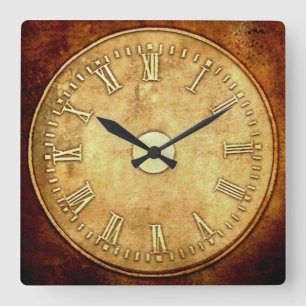 Steampunk Stil Rust Edged   Fyrkantig Klocka