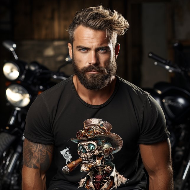 Steampunk Stil Skeleton med Cigar T Shirt (Skapare uppladdad)