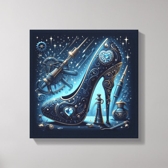 Steampunk Stil Stiletto High Heel Canvastryck (Framsida)