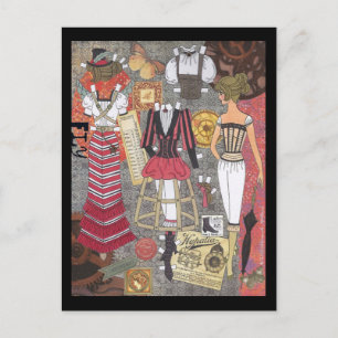 Steampunk Stollig Papper Doll Art av Alina Kolluri Vykort
