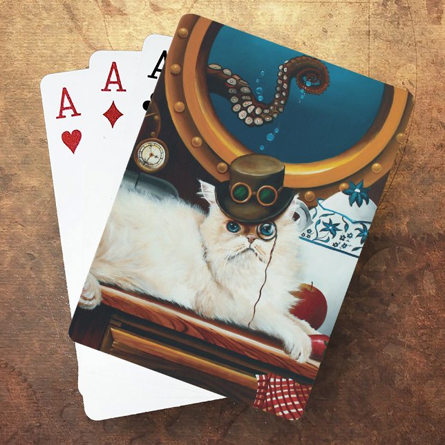 Steampunk Submarine Cat Tea Spel Kort (Skapare uppladdad)