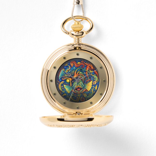 Steampunk Submarine Porthole Undersea Creatures Armbandsur (Framsida)