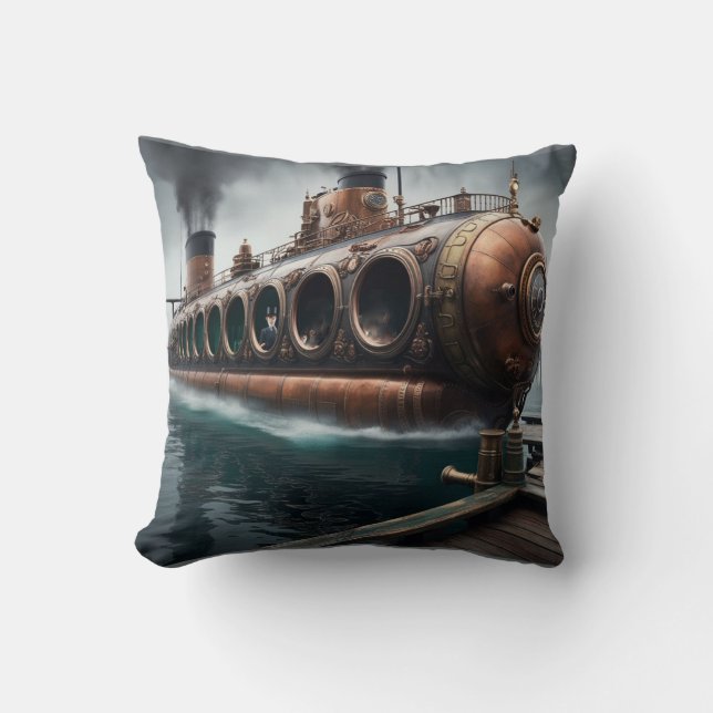 Steampunk Submersible Ocean-liner Kudde (Framsida)
