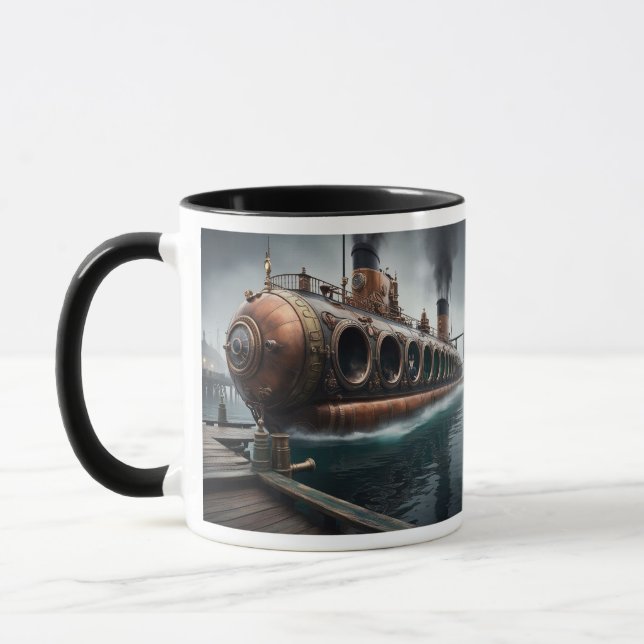 Steampunk Submersible Ocean-liner Mugg (Vänster)