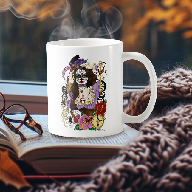 Steampunk Sugar Skull Kaffemugg (Skapare uppladdad)