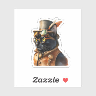 Steampunk Svart Katt Klistermärken