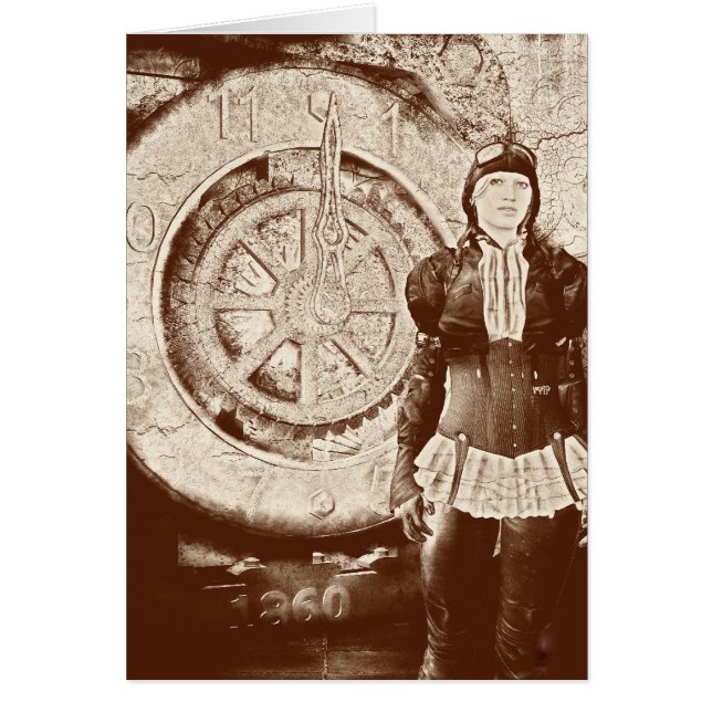 Steampunk Sylvia Hälsningskort (Framsidan)