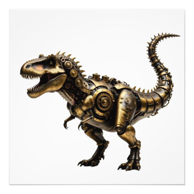 Steampunk T-Rex Mech – Mässing Dino Best Fototryck (Framsidan)
