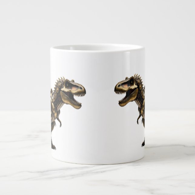 Steampunk T-Rex Mech – Mässing Dino Odjur Jumbo Mugg (Framsidan)