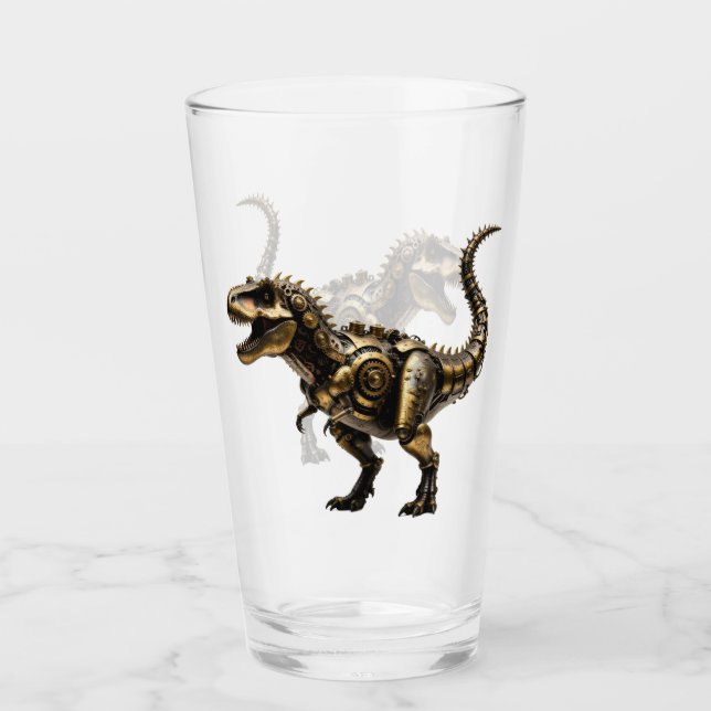 Steampunk T-Rex Mech – Mässings Dino Odjur Glaskopp (Framsida)
