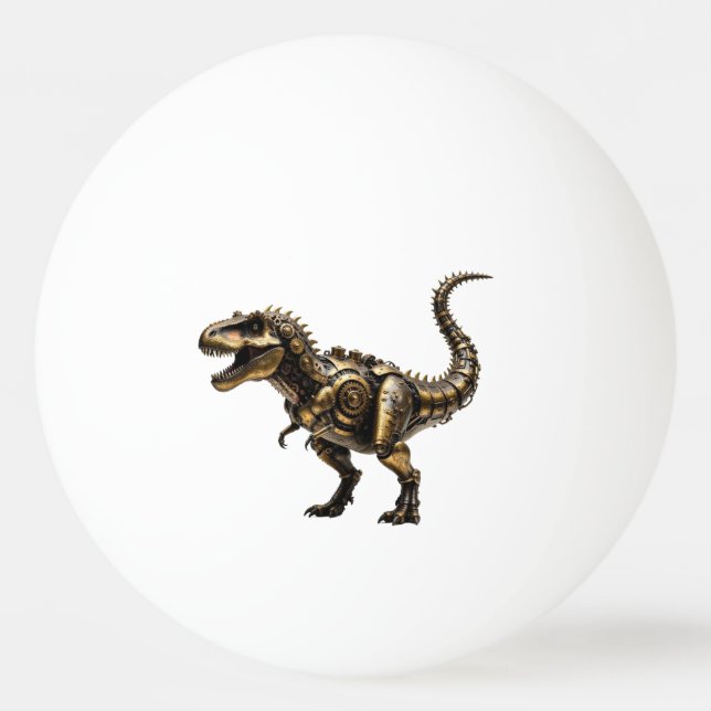 Steampunk T-Rex Mech – Mässings Dinoodjur Pingisboll (Framsidan)