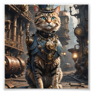 Steampunk Tabby katt Fototryck
