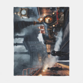 Steampunk Tåg Station Fleecefilt