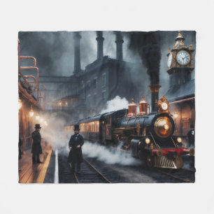 Steampunk Tåg Station Fleecefilt