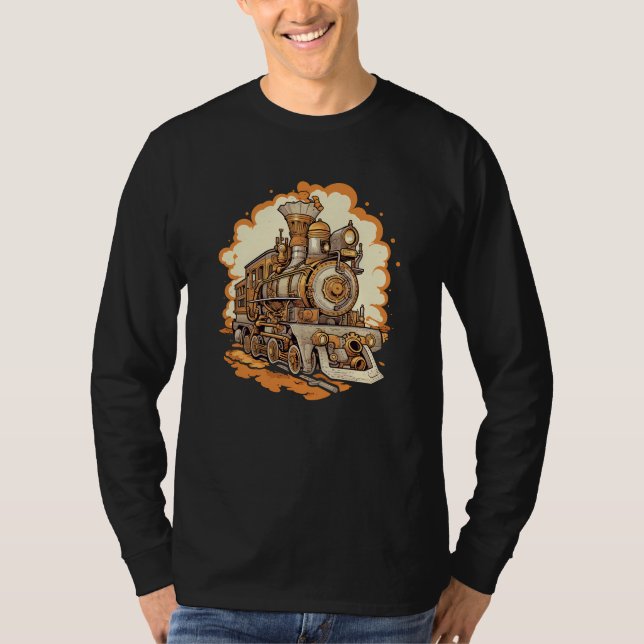 Steampunk Tåg T Shirt (Framsida)