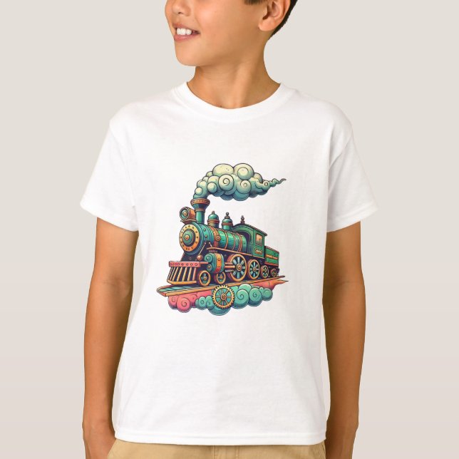 Steampunk Tåg T Shirt (Framsida)