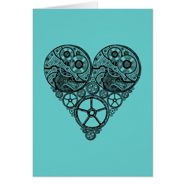 Steampunk tar tid på arbeten och utrustar hjärta hälsningskort (Framsidan)