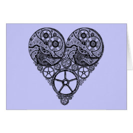 Steampunk tar tid på arbeten och utrustar hjärta hälsningskort