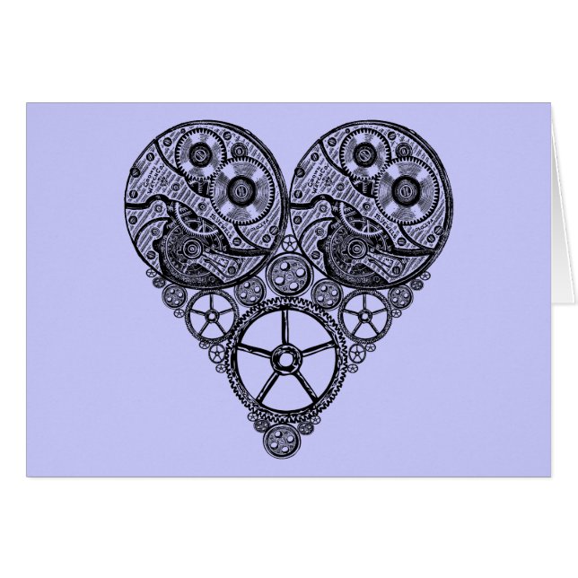 Steampunk tar tid på arbeten och utrustar hjärta hälsningskort (Framsidan Horizontal)