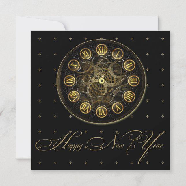 Steampunk tar tid på nyårsaftonpartyinbjudan inbjudningar (Framsida)