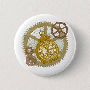 Steampunk tar tid på och utrustar knapp