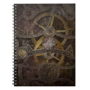 Steampunk tar tid på utrustar anteckningsboken anteckningsbok