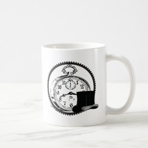 steampunk tar tid på, utrustar, hatten kaffemugg