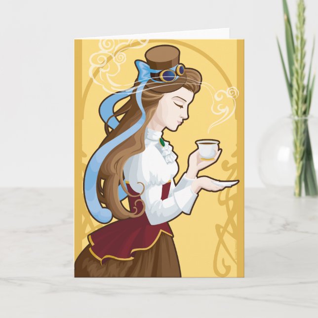 Steampunk Tea Time Kort (Framsida)