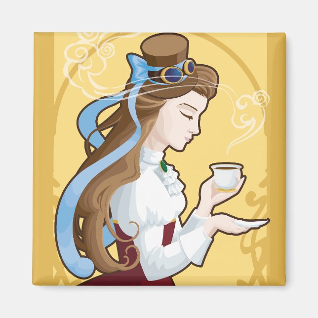 Steampunk Tea Time Magnet (Framsidan)