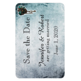 Steampunk Teal Heart Bröllop spara datum Magnet