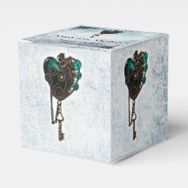 Steampunk Teal Heart Wedor Favor Box Presentaskar