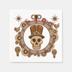 Steampunk-tema Topphatt Skalle Thunder_Cove Pappersservett