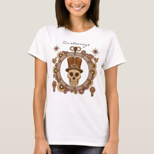 Steampunk Teme Top hat Skull Thunder_Cove T Shirt