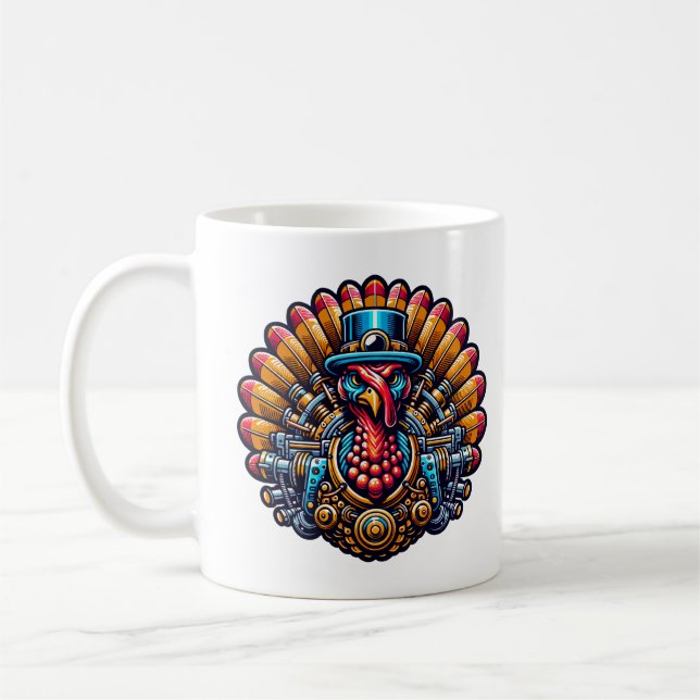 Steampunk Thanksgiving Turkiet Kaffemugg (Vänster)