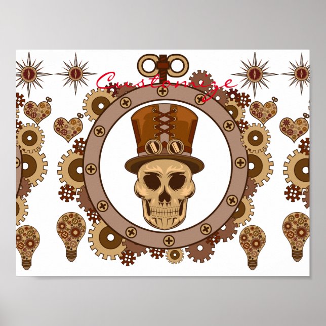 Steampunk Theme Top hat Skull Thunder_Cove Poster (Framsidan)