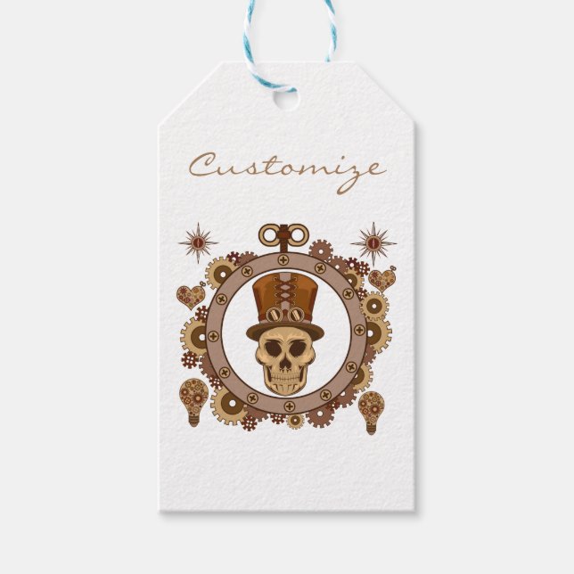 Steampunk Theme Top hat Skull Thunder_Cove Presentetikett (Framsidan)