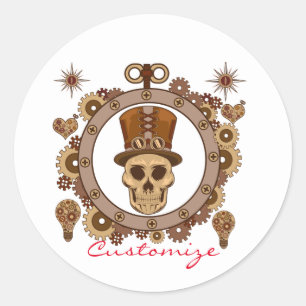 Steampunk Theme Top hat Skull Thunder_Cove Runt Klistermärke