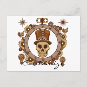 Steampunk Theme Top hat Skull Thunder_Cove Vykort