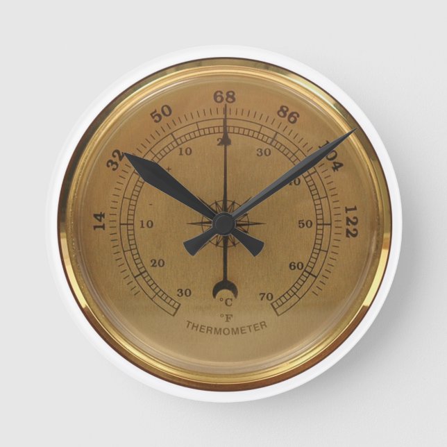 Steampunk Thermometer Rund Klocka (Framsida)