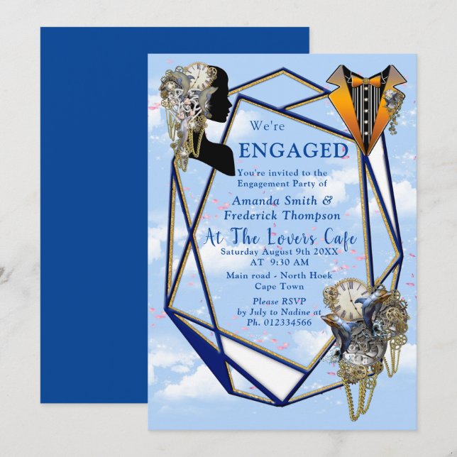 Steampunk Tidlösa Bröllopsfest kort & presenter (Fram/baksida)