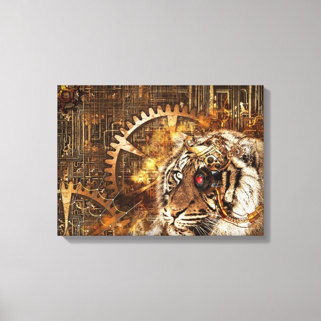 Steampunk Tiger Canvastryck (Framsida)