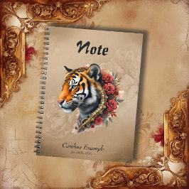 Steampunk Tiger med Ro Illustration Anteckningsbok