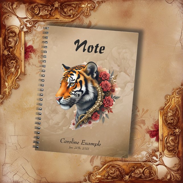 Steampunk Tiger med Ro Illustration Anteckningsbok (Skapare uppladdad)